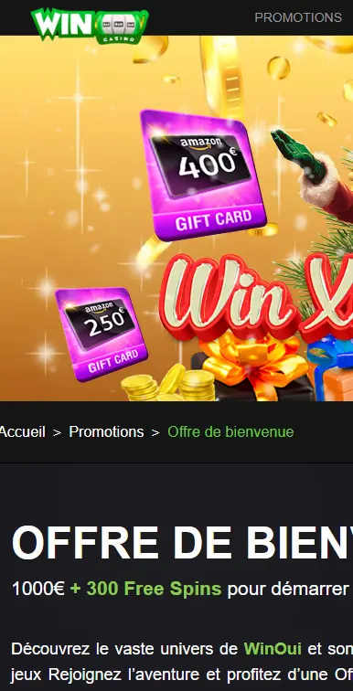 interface et application mobile WINOUI CASINO