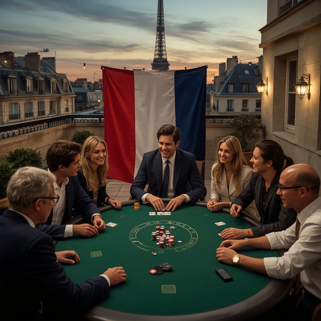 Drapeau français et partie de poker WINOUI CASINO